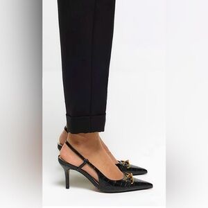 River Island Black Patent Heeled Court Shoes UK size 8 (US size 10)